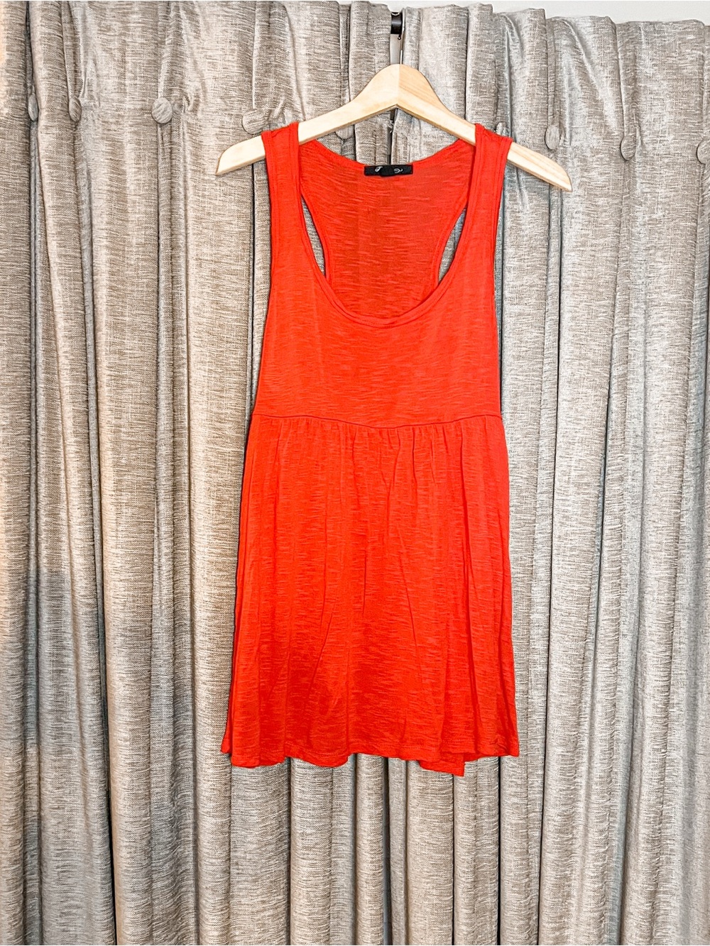 Forever 21 Red-Orange Racerback Babydoll Tank Top Size Large Y2K